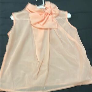 Peach Sleeveless Blouse with Bow